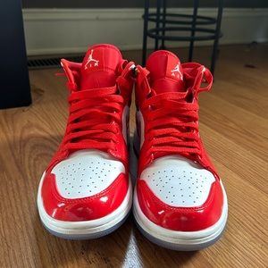 Red Jordan Ones Barcelona Mids